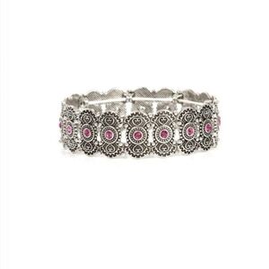Paparazzi Silver Bracelet with Pink Accents Rapturous Romance Fashion Jewelry